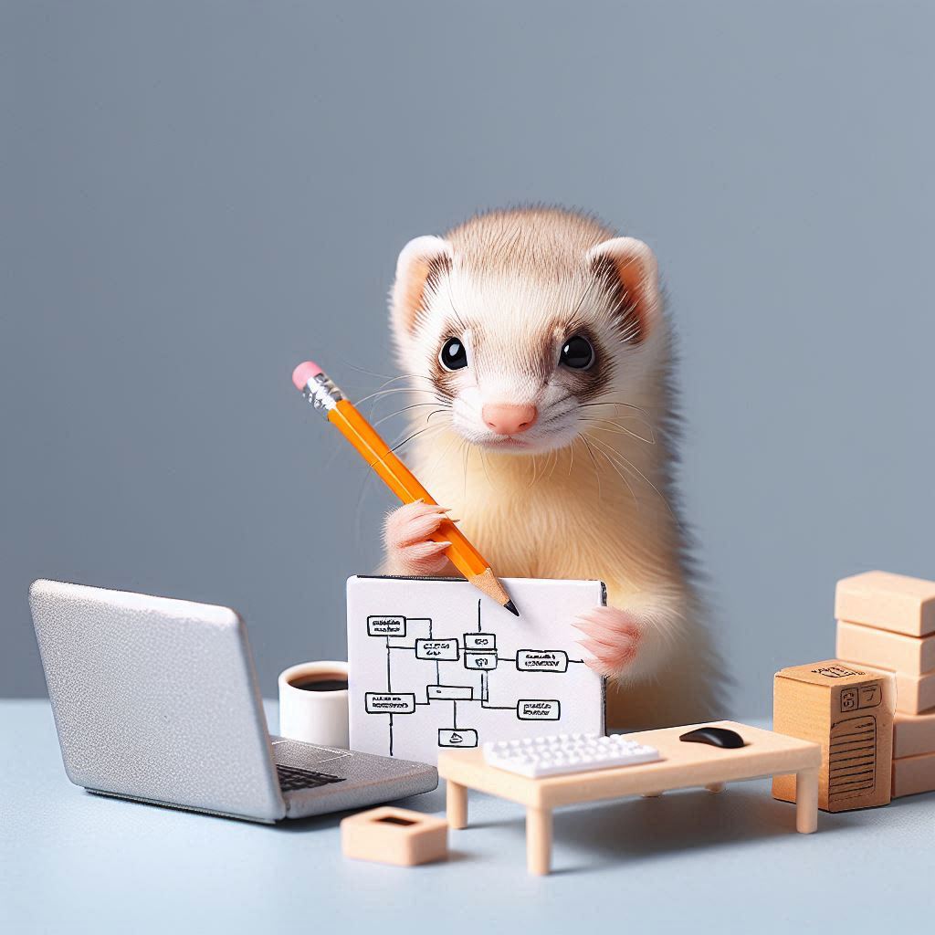 Image d'un furet tenant un écriteau sur lequel est écris Paris Web